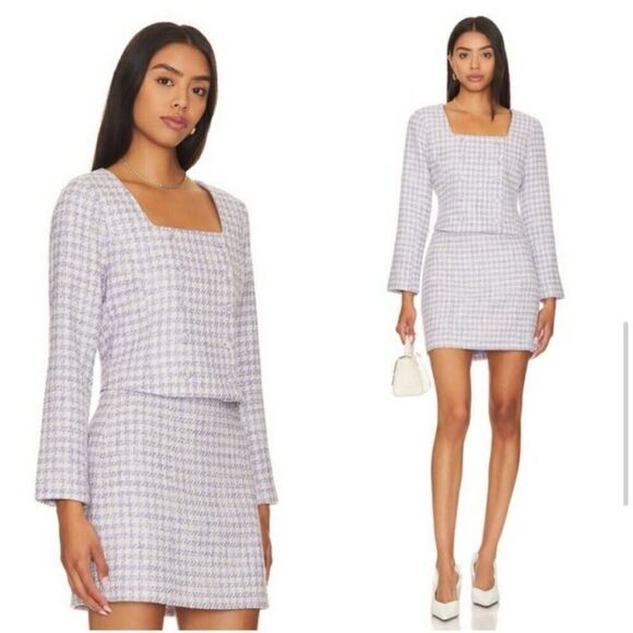 Favorite Daughter The Dasha Tweed Top in Lilac $338 - Picture 2 of 6